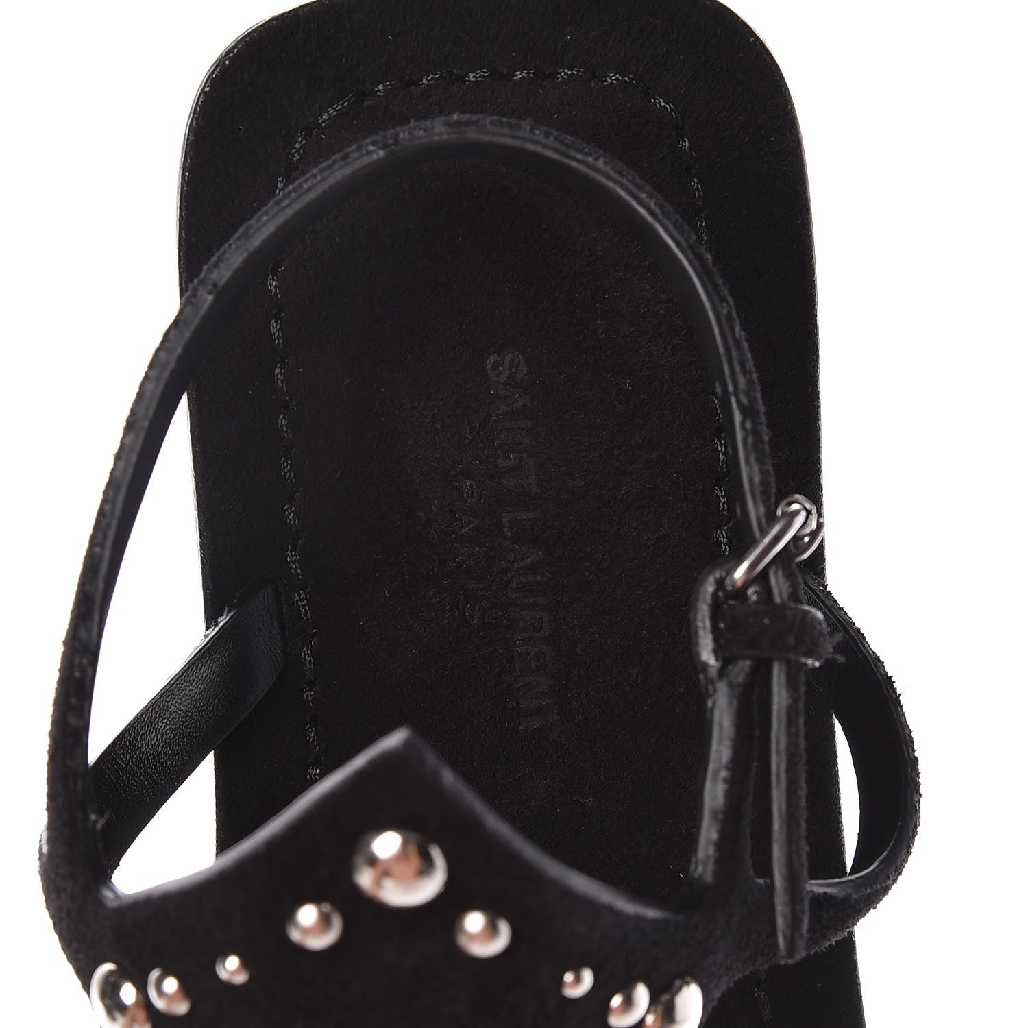Saint Laurent Suede Studded Ella Sandals 39 Black 6 of 8