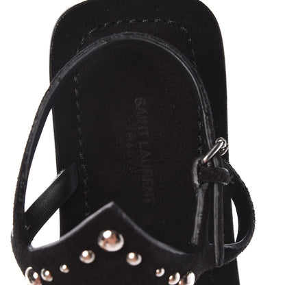Saint Laurent Suede Studded Ella Sandals 39 Black 6 of 8