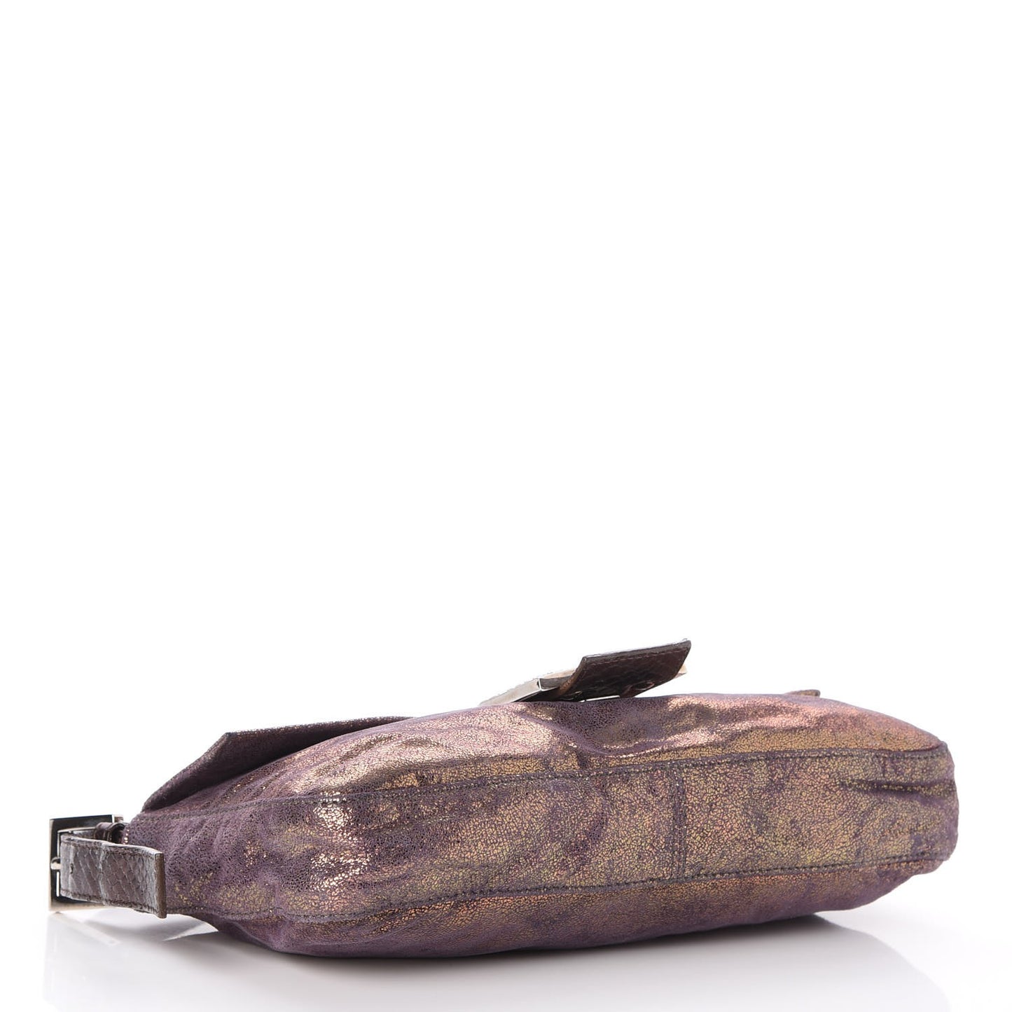 Metallic Crackled Suede Baguette