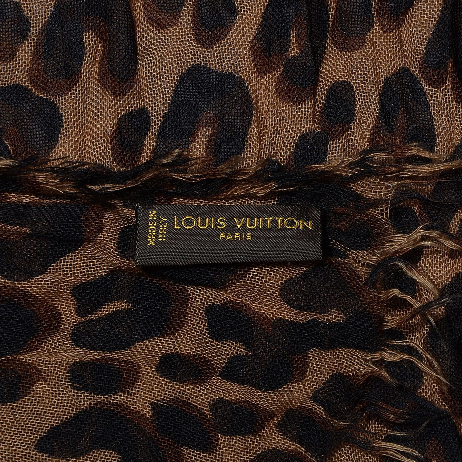 Louis Vuitton Cashmere Silk Leopard Stole Brown 5 of 6