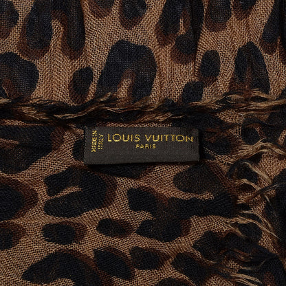 Louis Vuitton Cashmere Silk Leopard Stole Brown 5 of 6