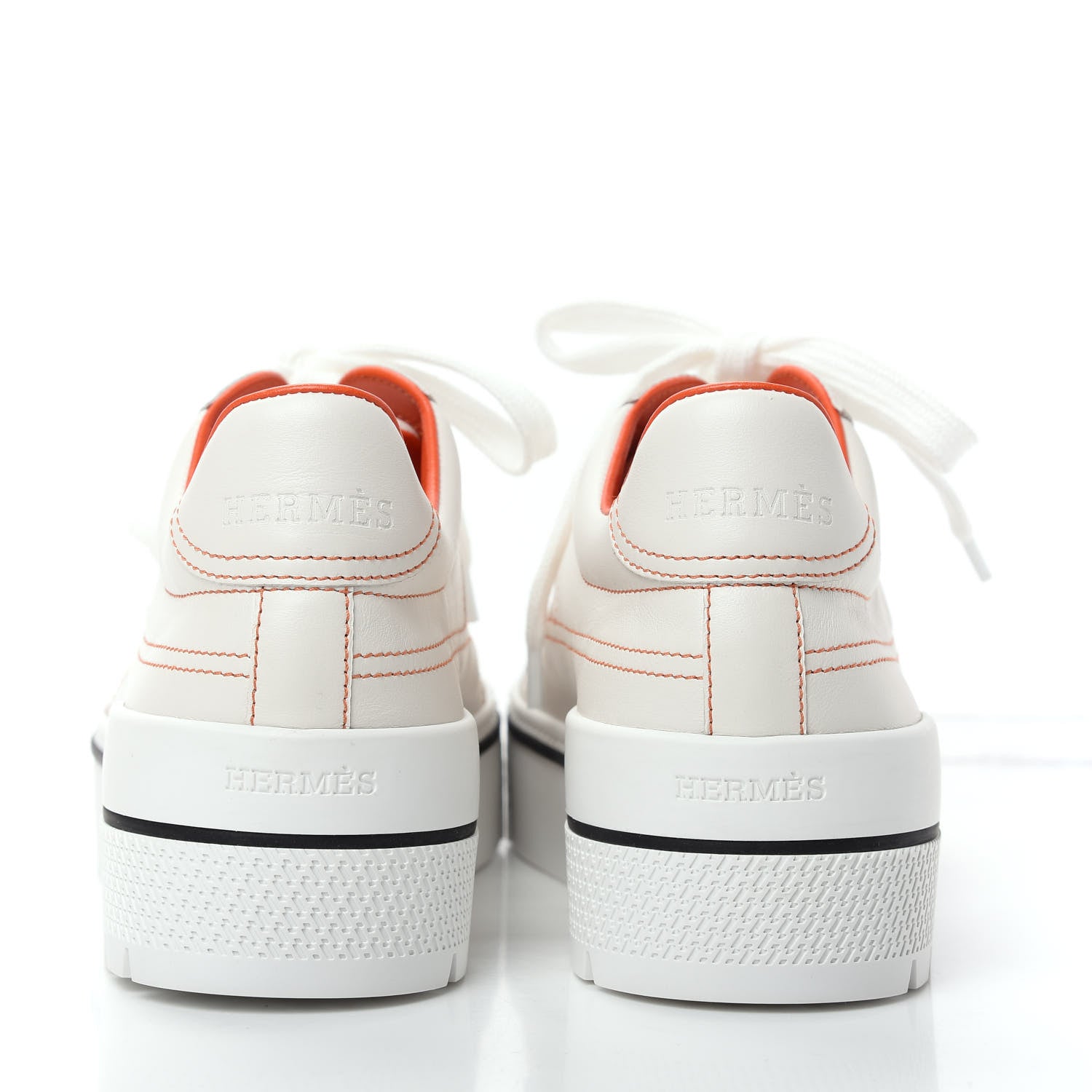 Hermes Calfskin Womens Voltage Sneakers 38.5 White Orange 7 of 11