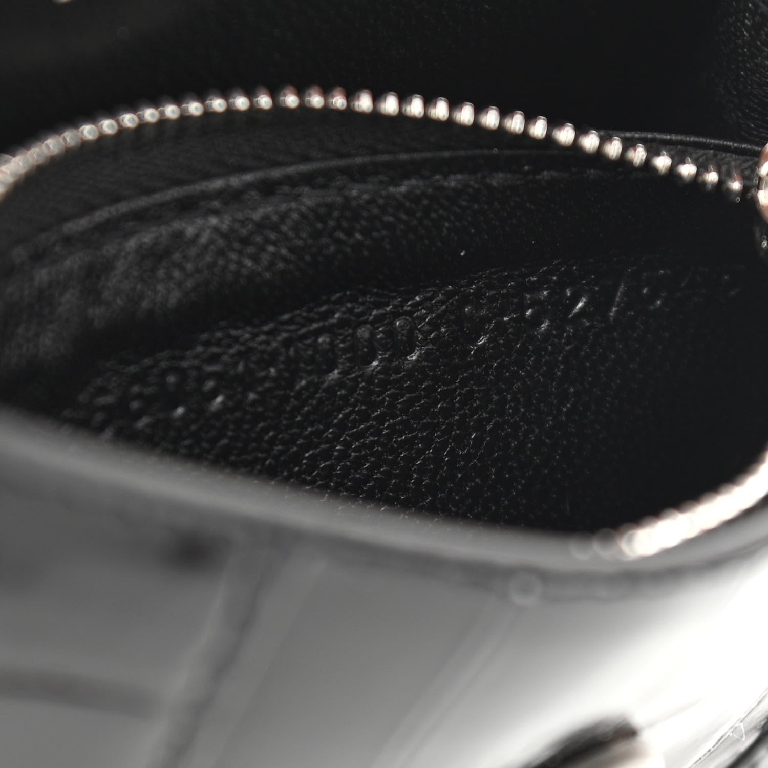 Balenciaga Shiny Calfskin Monochrome Crocodile Embossed Hourglass Chain Cardholder Black 8 of 13