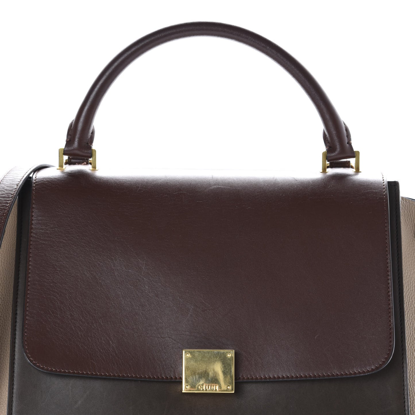 Sleek Calfskin Tri-color Small Trapeze Wine