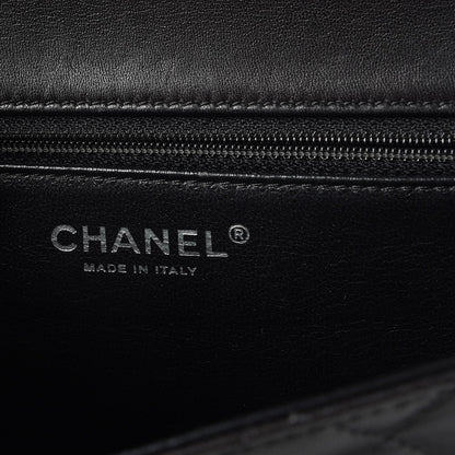 Chanel Lambskin Quilted Large Classic Twist Crescent Flap Black Burgundy 6 of 8