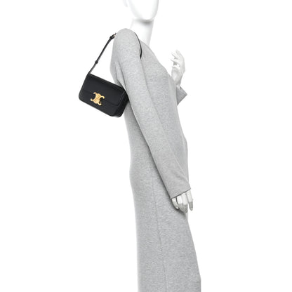 Celine Shiny Calfskin Triomphe Shoulder Bag Black 2 of 10
