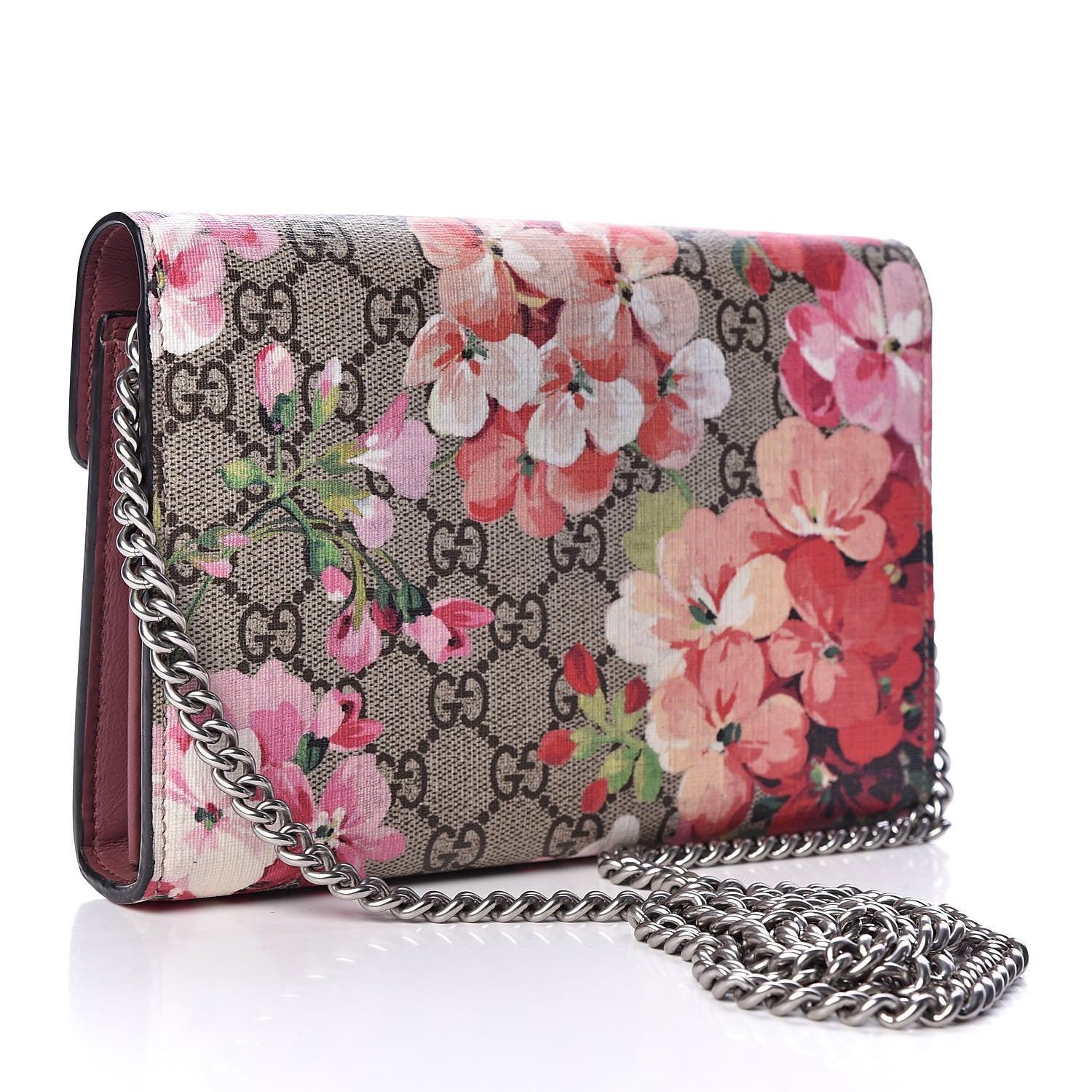 Gucci GG Supreme Monogram Blooms Mini Dionysus Chain Wallet Beige Multicolor Dry Rose 3 of 10