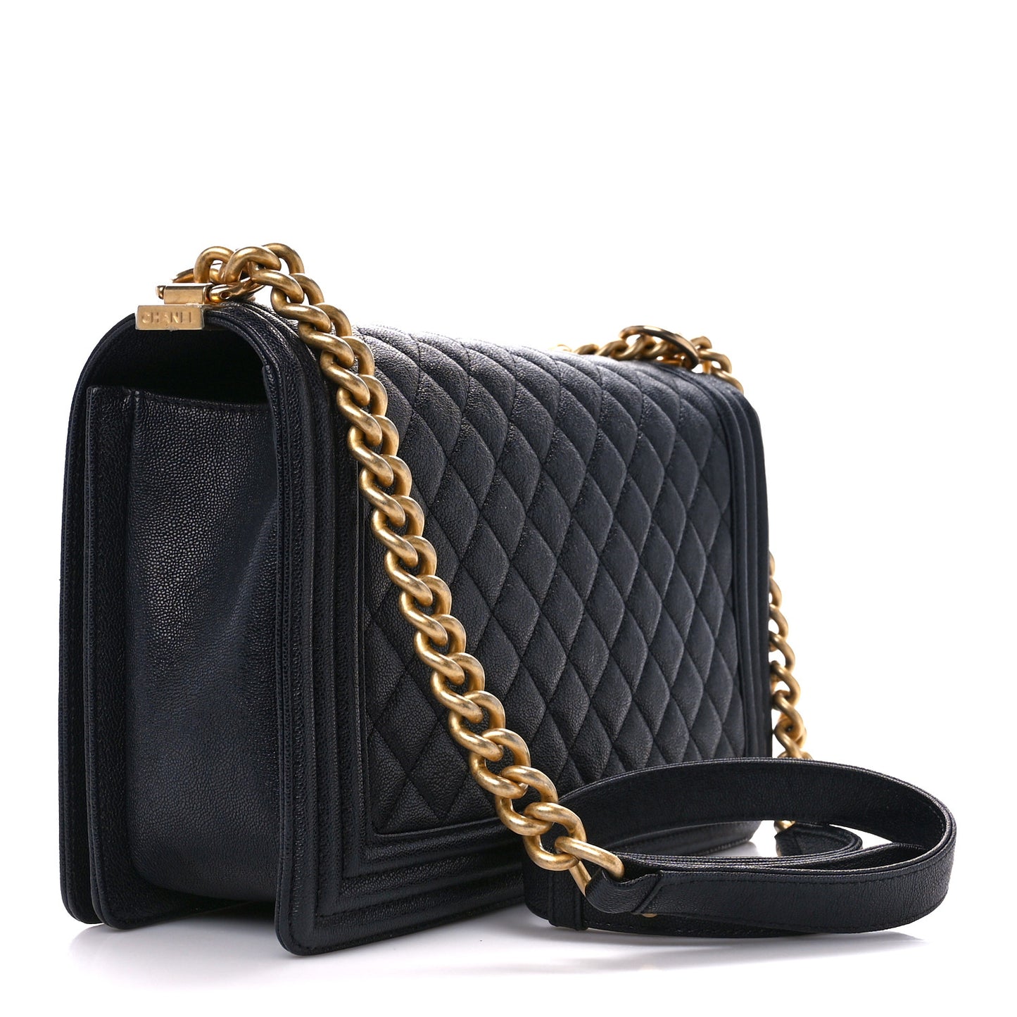 Caviar Quilted New Medium Boy Flap Navy