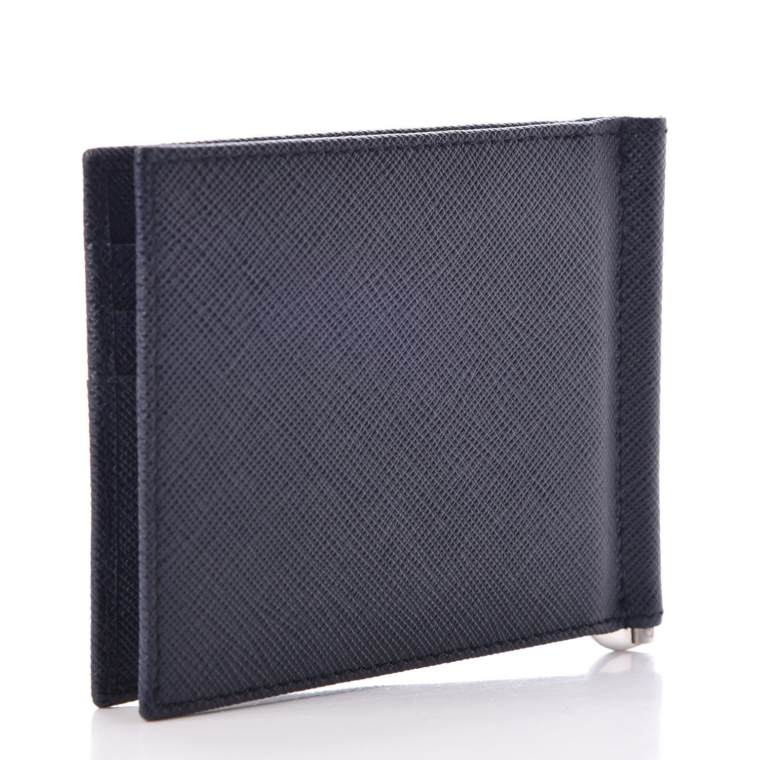 Prada Saffiano Metal Money Clip Bi-Fold Wallet Baltico 3 of 9