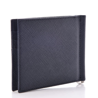 Prada Saffiano Metal Money Clip Bi-Fold Wallet Baltico 3 of 9