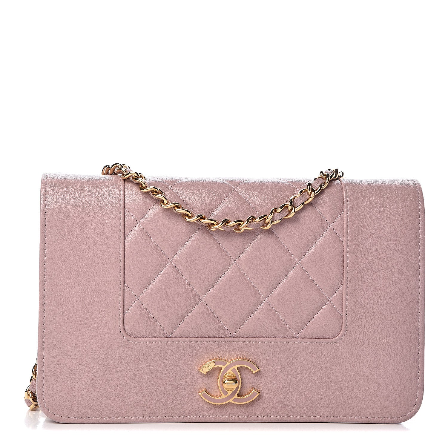 Chanel Sheepskin Quilted Mademoiselle Vintage Wallet On Chain WOC Pink 1 of 12