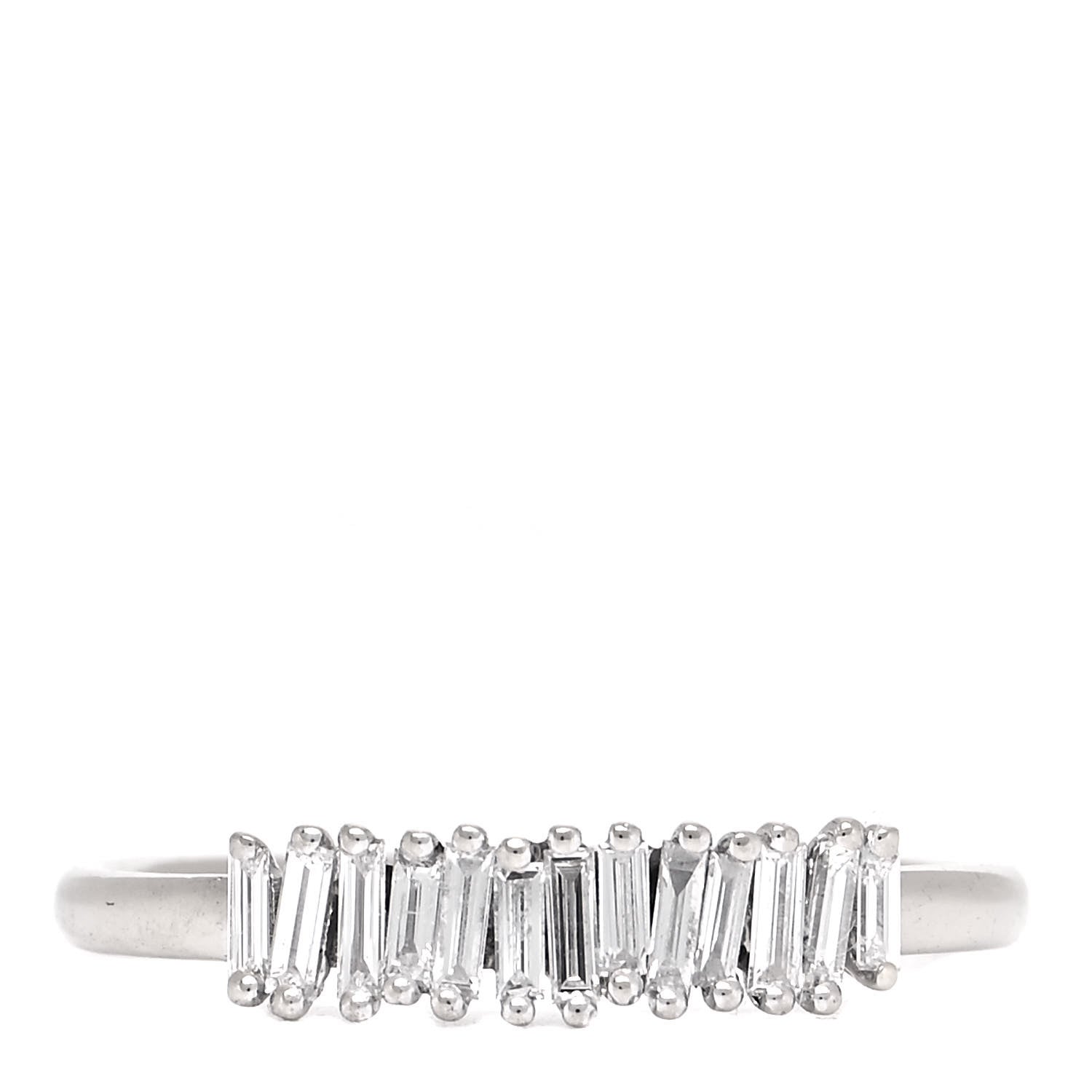 Suzanne Kalan 18K White Gold Diamond Classic Stacker Ring 49 4.75 1 of 5