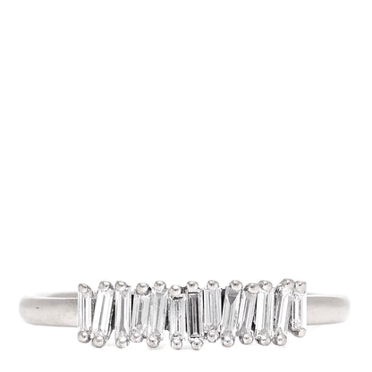 Suzanne Kalan 18K White Gold Diamond Classic Stacker Ring 49 4.75 1 of 5