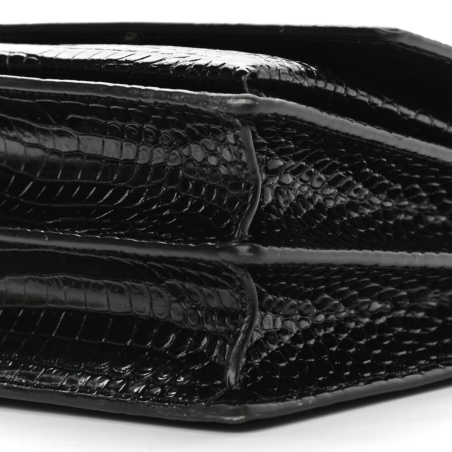 Calfskin Crocodile Embossed Medium Monochrome Monogram Sunset Black