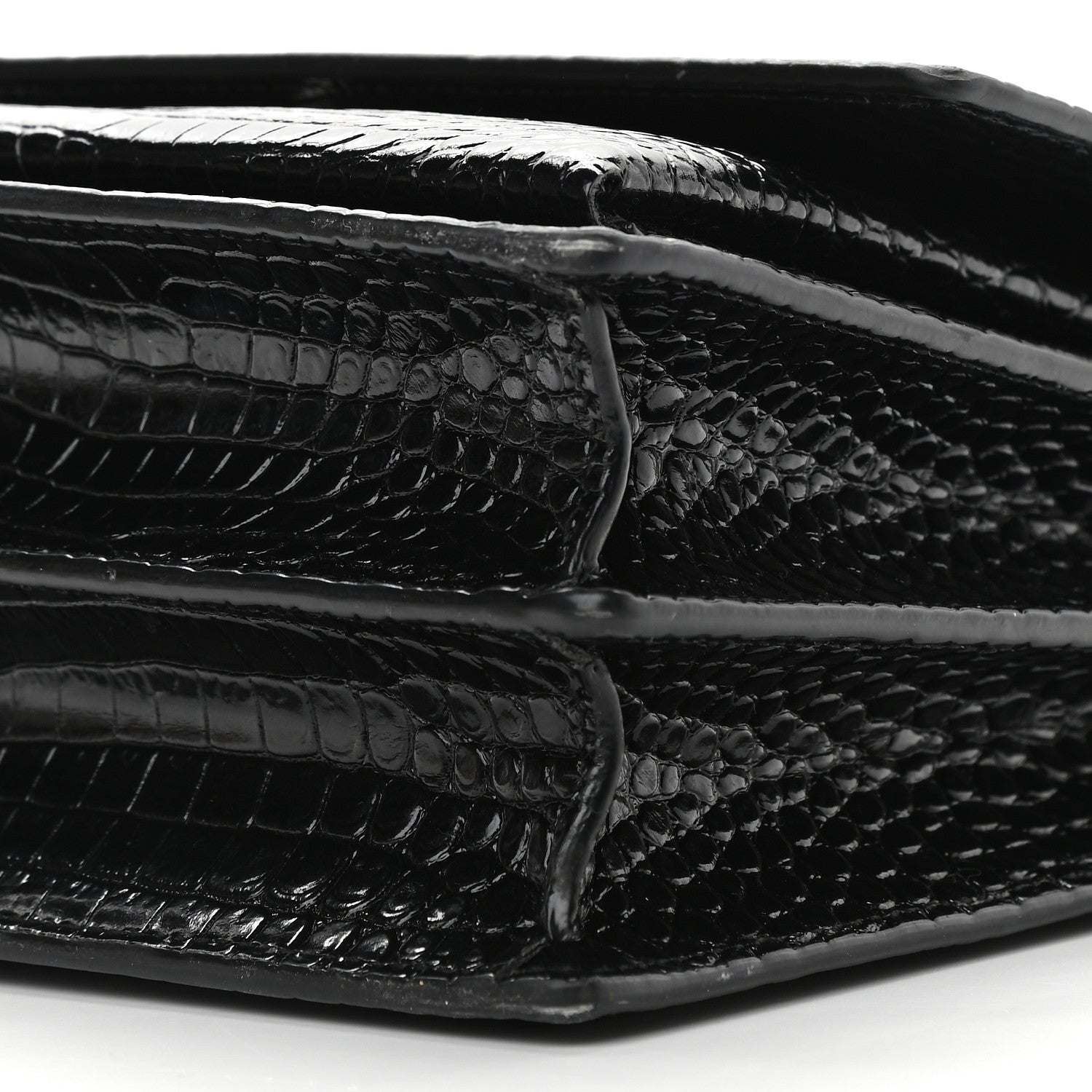 Saint Laurent Calfskin Crocodile Embossed Medium Monochrome Monogram Sunset Black 8 of 11