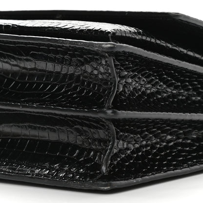 Saint Laurent Calfskin Crocodile Embossed Medium Monochrome Monogram Sunset Black 8 of 11