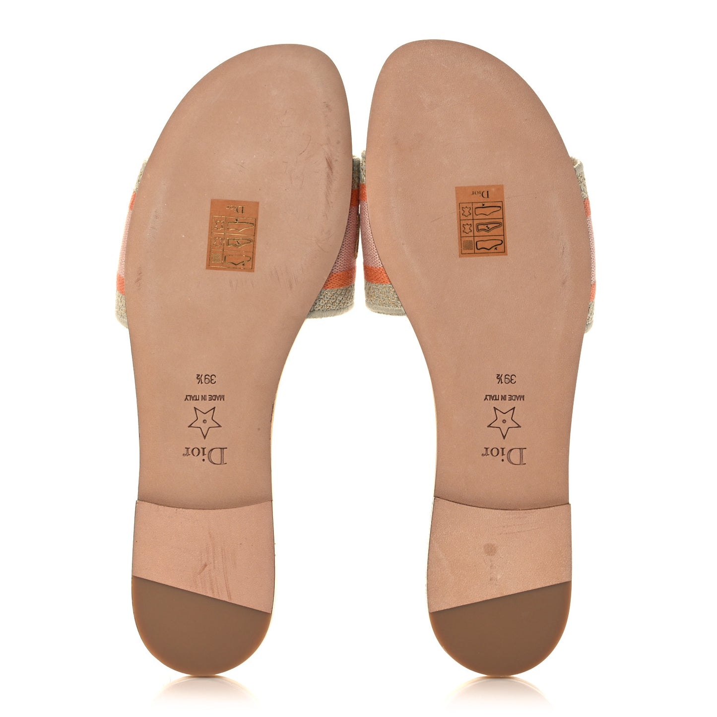 Cotton Embroidered Dway Mules Slide Sandals 39.5 Platinum