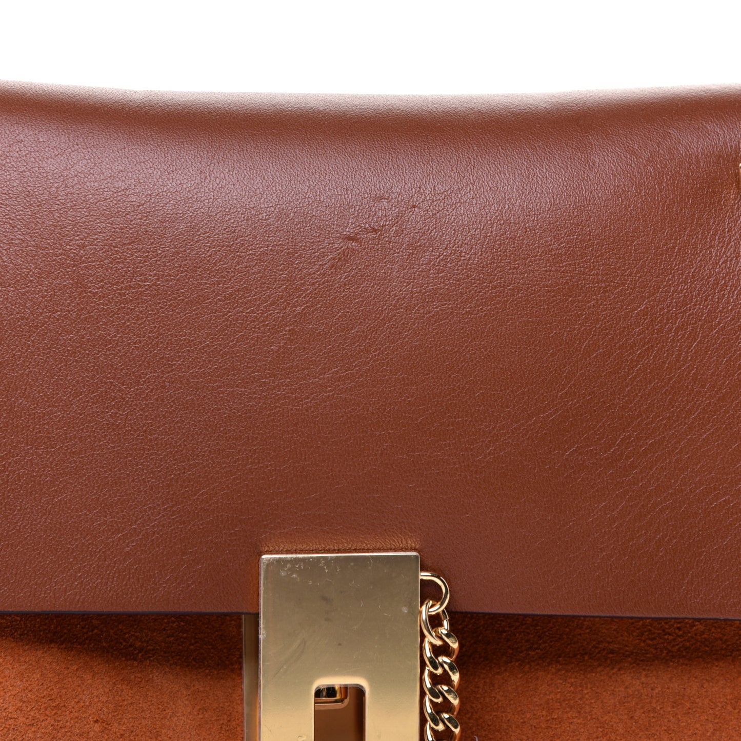 Suede Smooth Calfskin Drew Shoulder Bag Classic Tobacco