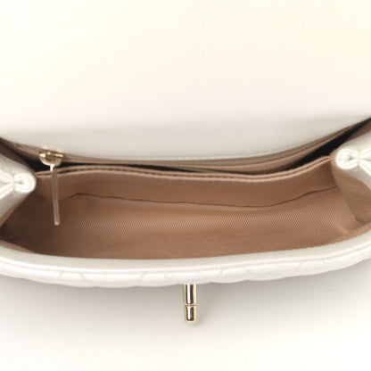Chanel Iridescent Caviar Quilted Mini Coco Handle Flap White 5 of 11