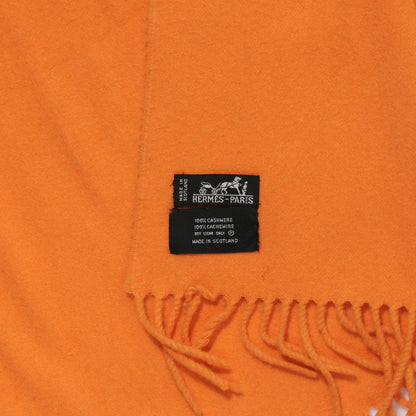 Hermes Cashmere Fringe Scarf Orange 3 of 4