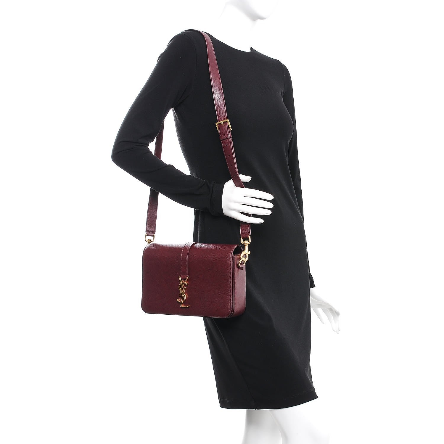 Saint Laurent Textured Calfskin Medium Classic Monogram Universite Bag Dark Red 2 of 8