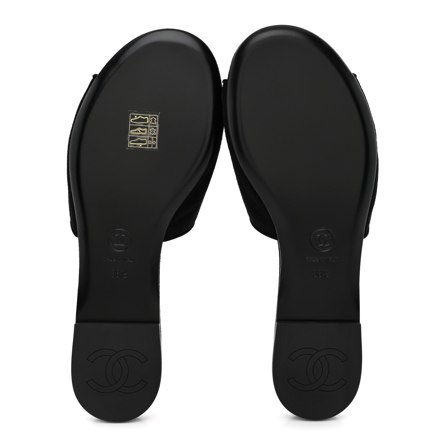 Chanel Suede Kidskin Velcro Crystal CC Mules 38.5 Black 6 of 10