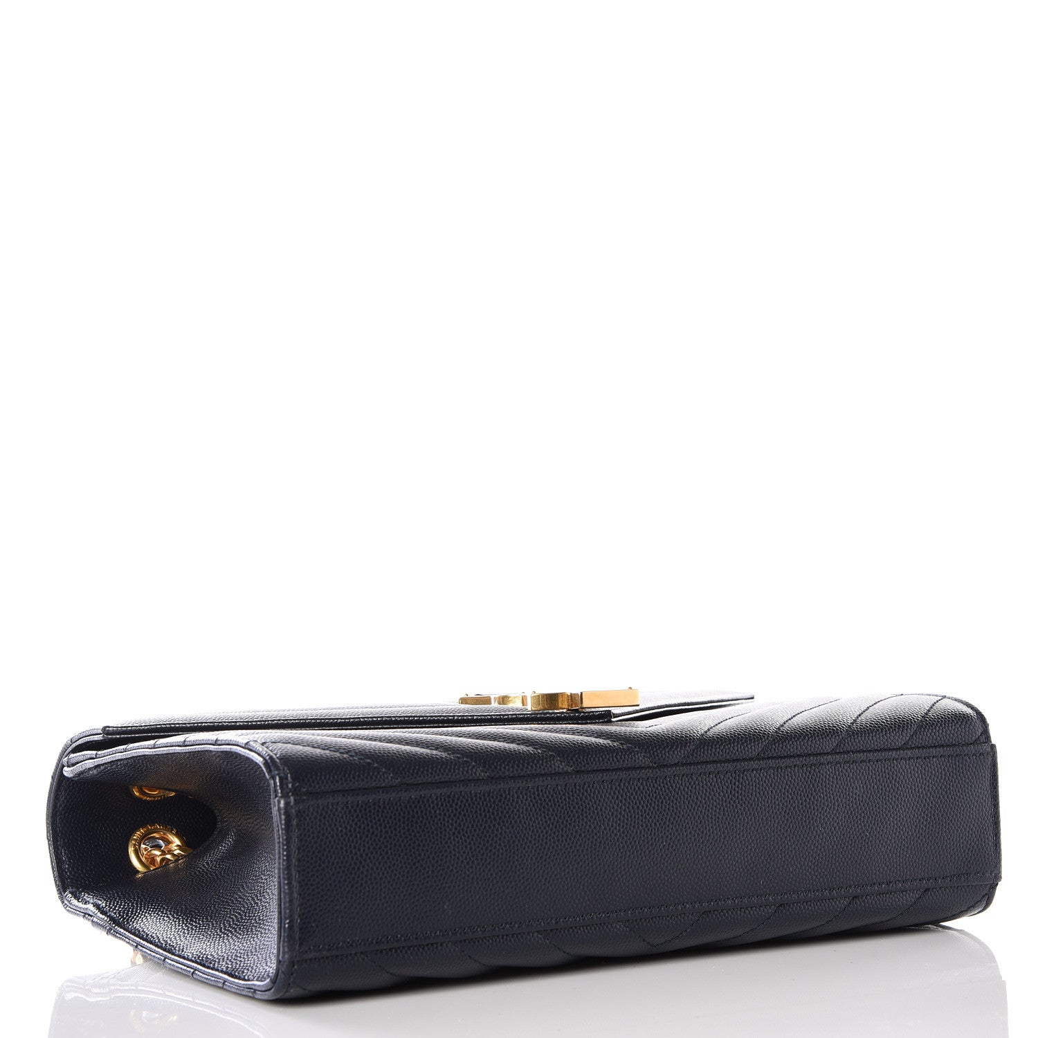 Saint Laurent Grain De Poudre Matelasse Chevron Medium Monogram Satchel Midnight Blue 3 of 10