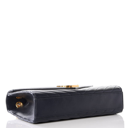 Saint Laurent Grain De Poudre Matelasse Chevron Medium Monogram Satchel Midnight Blue 3 of 10