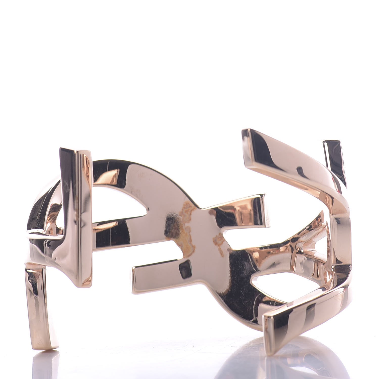 Saint Laurent Brass Monogram Large Cuff Bracelet Rose Gold 4 of 6