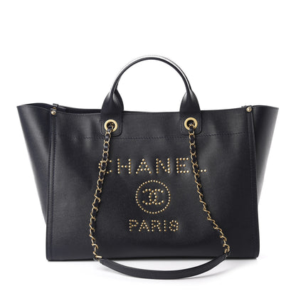 Chanel Caviar Medium Studded Deauville Tote Navy 1 of 11