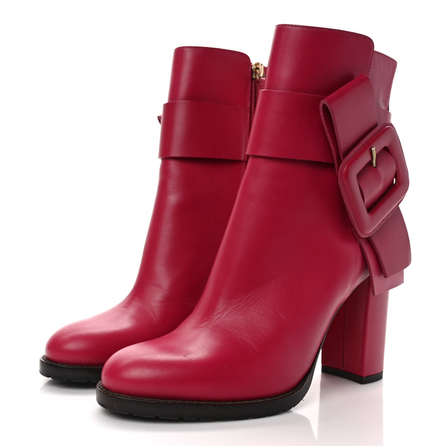 Valentino Garavani Calfskin Buckle Ankle Booties 37 Cyclamin 3 of 8