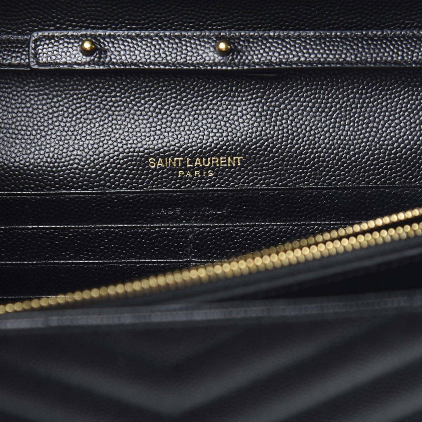 Grain De Poudre Matelasse Chevron Monogram Chain Wallet Black