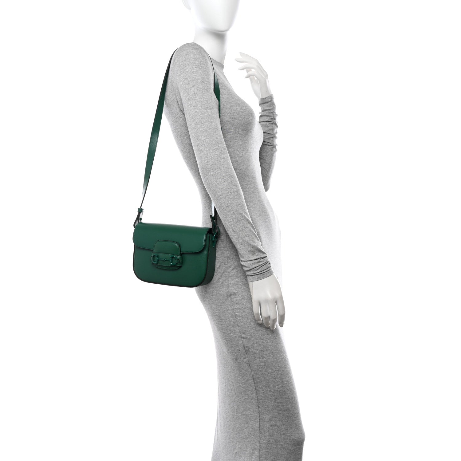 Gucci Azalea Calfskin Web Monochrome Horsebit 1955 Shoulder Bag Emerald 2 of 11