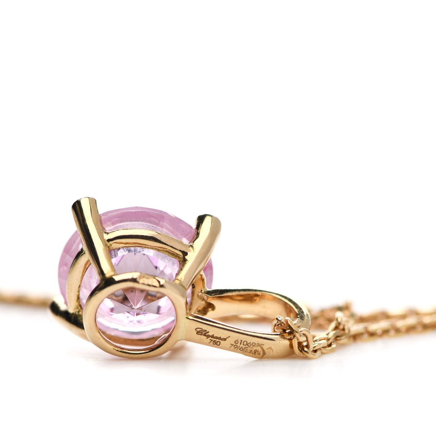 18K Yellow Gold Diamond Pink Sapphire So Happy Necklace