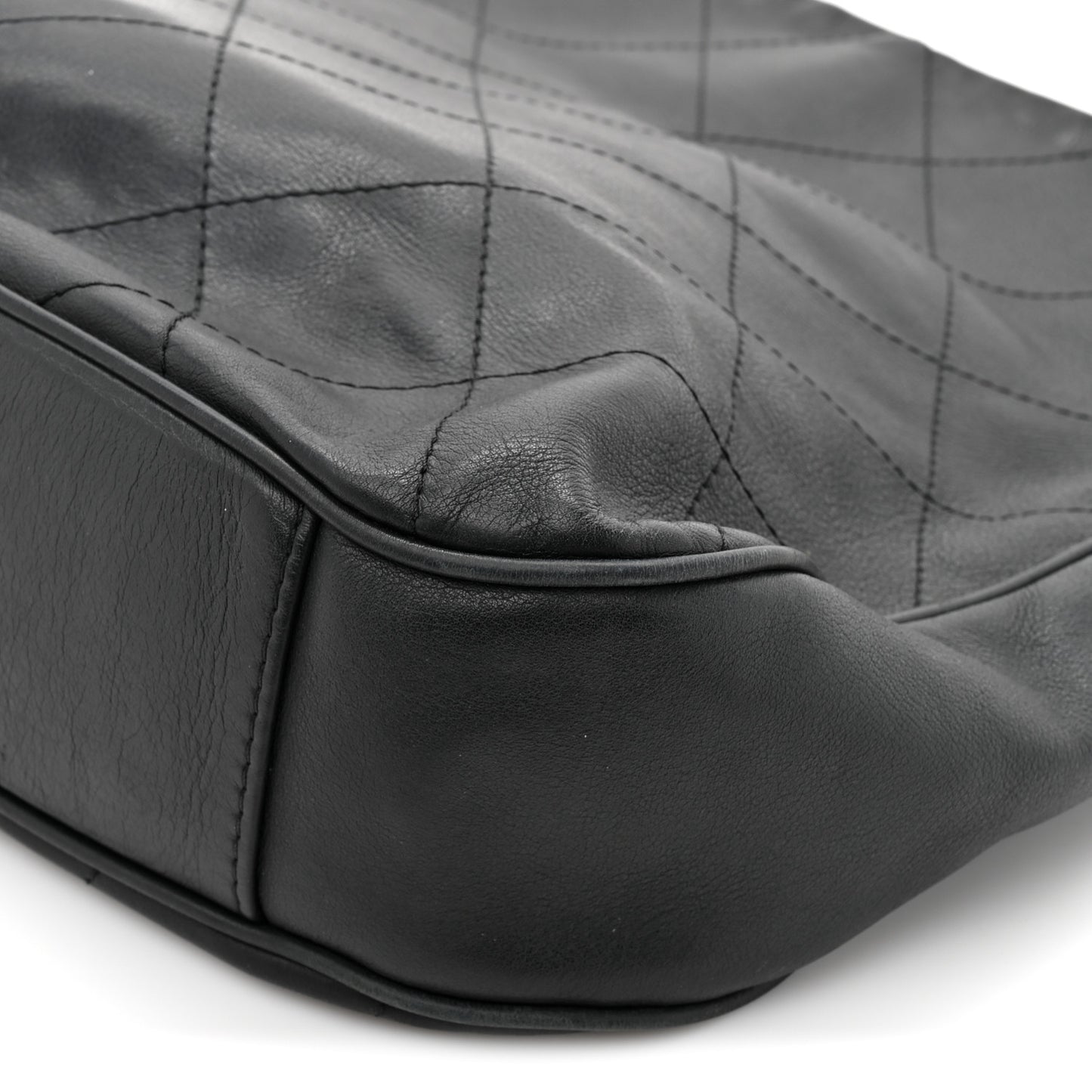 Calfskin Stitched Hobo Black