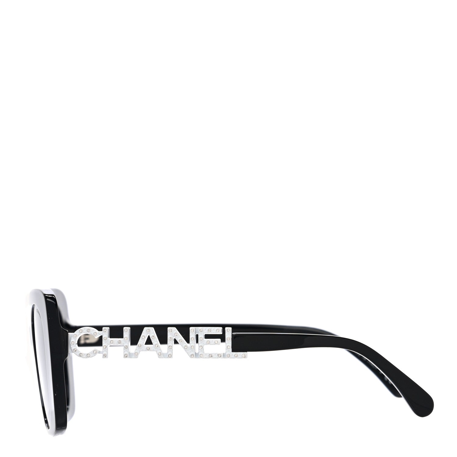 Chanel Acetate Strass Square Sunglasses 5422-B Black White 2 of 9