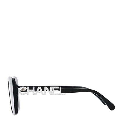 Chanel Acetate Strass Square Sunglasses 5422-B Black White 2 of 9
