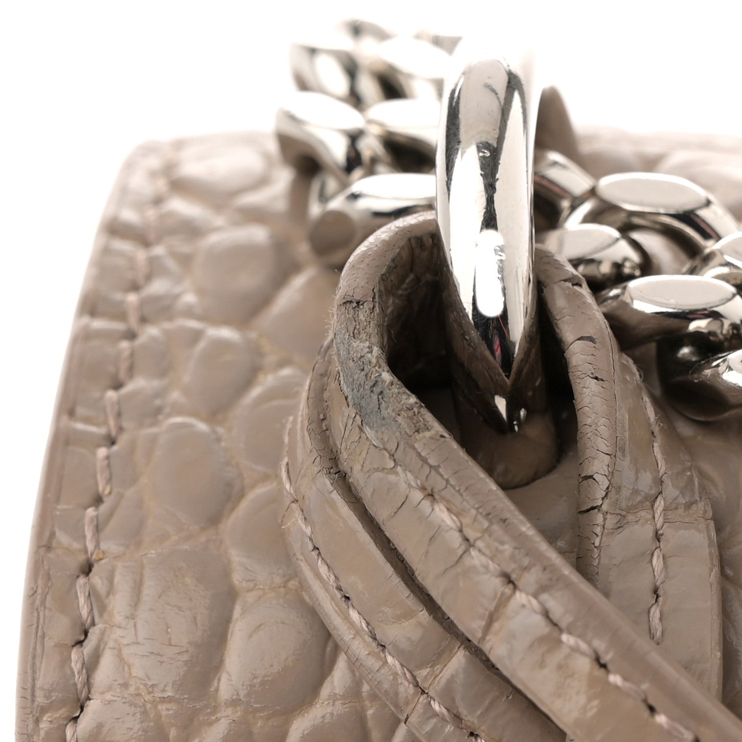 Saint Laurent Calfskin Crocodile Embossed Medium Monogram Sunset Dusty Grey 16 of 17