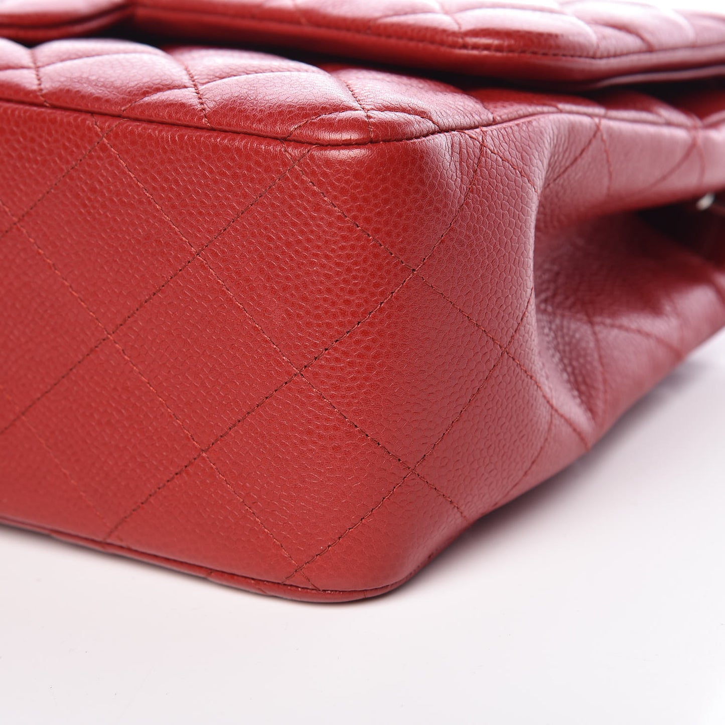 Caviar Quilted Jumbo Double Flap Red