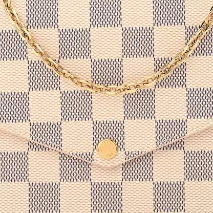 Louis Vuitton Damier Azur Pochette Felicie Chain Wallet Rose Ballerine 9 of 11