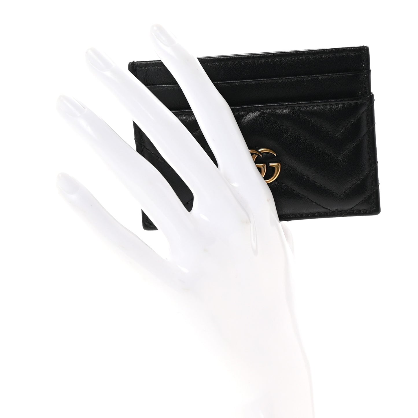 Calfskin Matelasse GG Marmont Card Holder Black