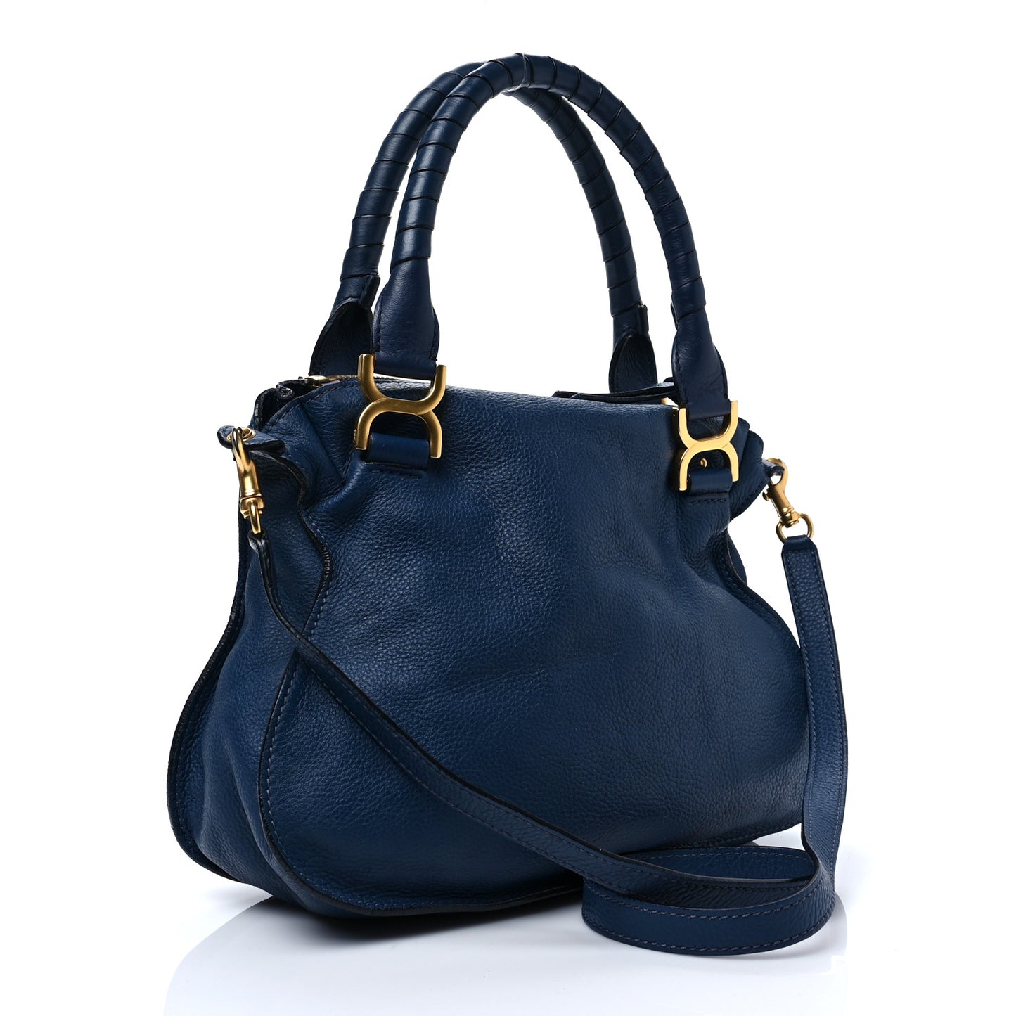 Calfskin Medium Marcie Satchel Royal Navy