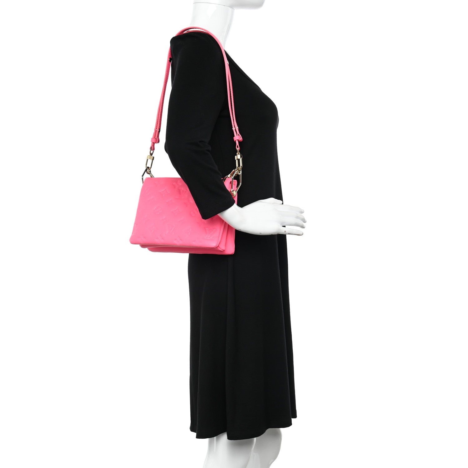 Louis Vuitton Calfskin Embossed Monogram Coussin BB Rose Fluo 2 of 18