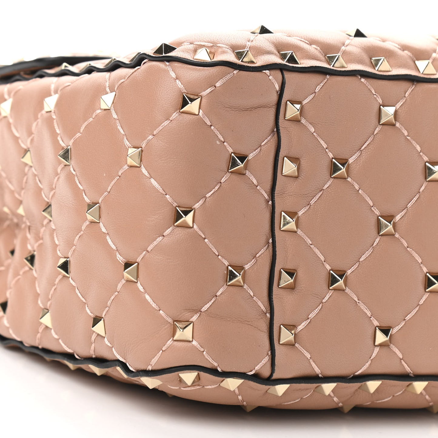 Nappa Large Rockstud Spike Shoulder Bag Soft Noisette