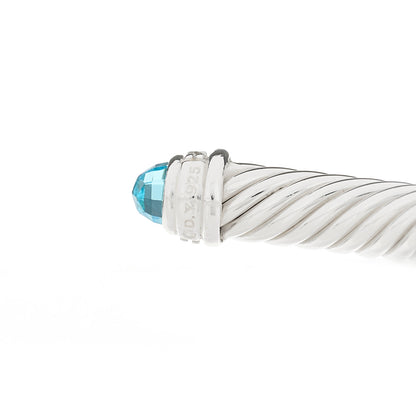 David Yurman Sterling Silver Diamond Blue Topaz 5mm Cable Classics Bracelet 3 of 4