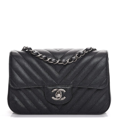 Chanel Caviar Chevron Quilted Mini Rectangular Flap Black 1 of 8