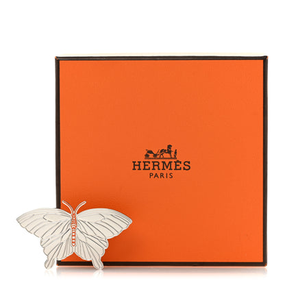 Hermes Palladium Lacquered Papillon Twilly Scarf Ring Orange 4 of 4