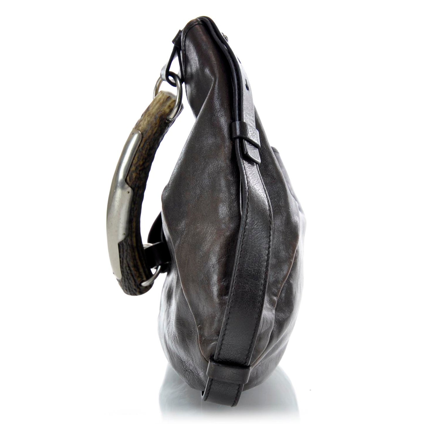Leather Mombasa Horn Bag Dark Brown