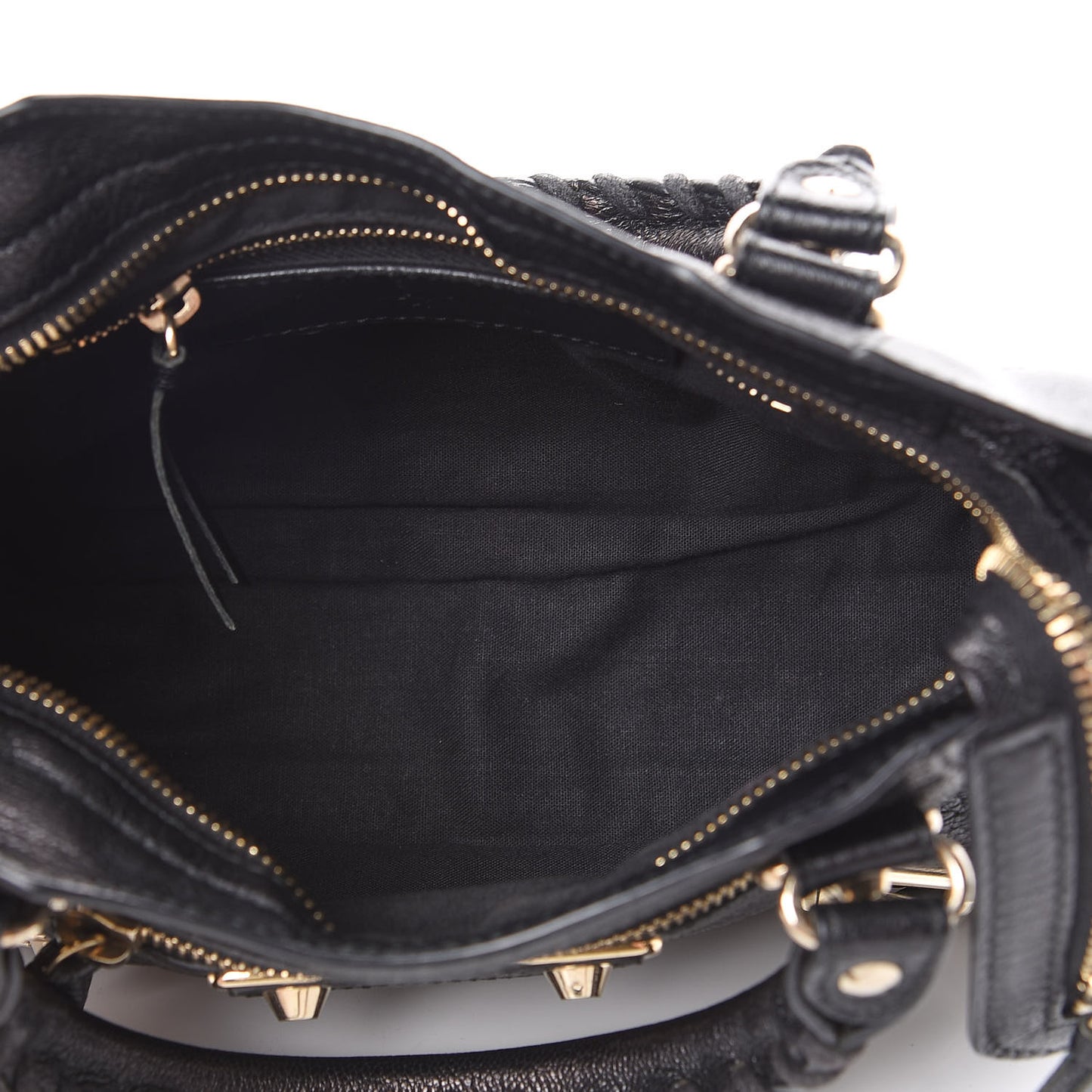 Chevre Gold Metallic Edge Hardware Mini City Black