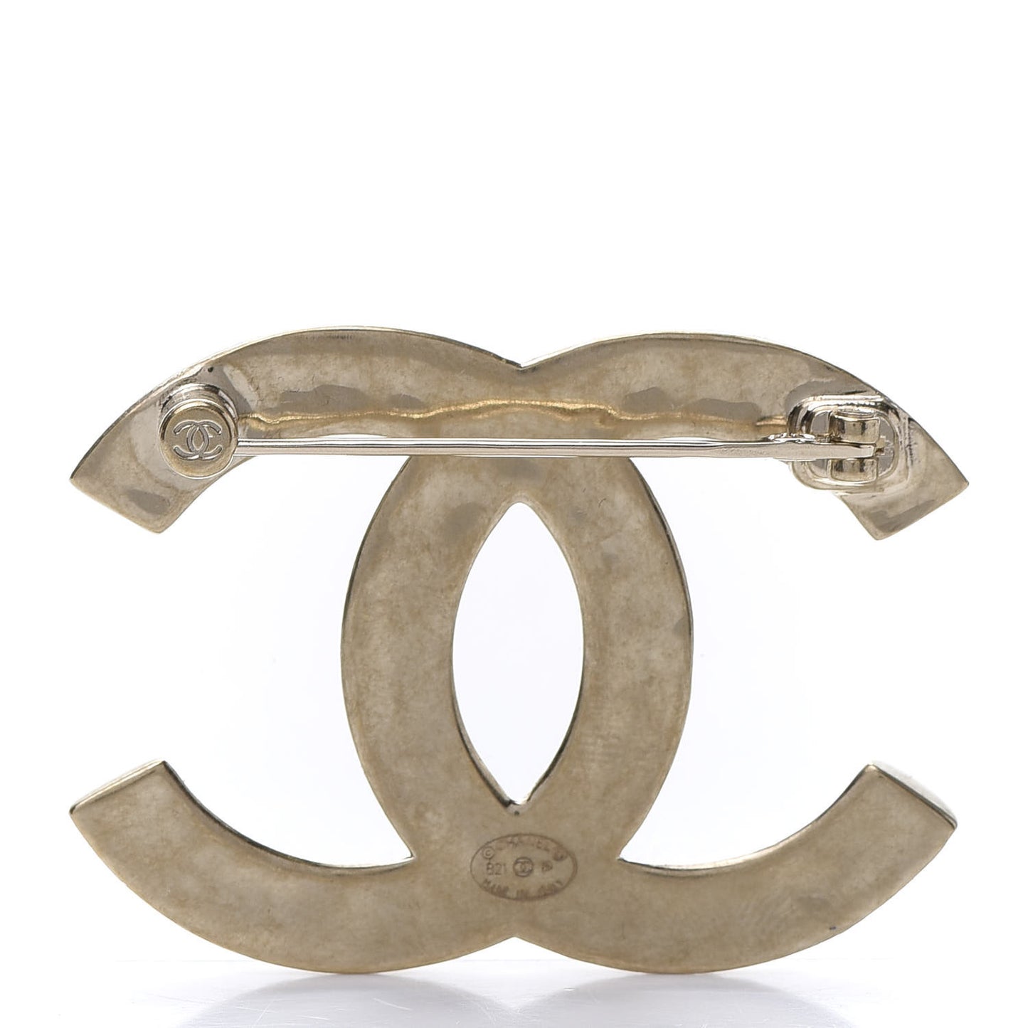 Metal CC Diamond Quilted Brooch Light Gold